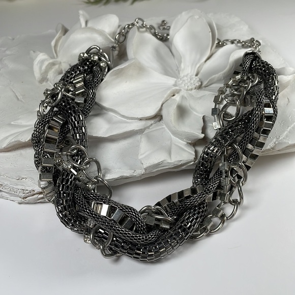 Gun Metal Chunky Choker Necklace - Picture 2 of 8